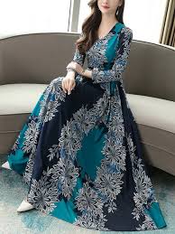 V Neck Floral Printed Maxi Dress Callabuy Com Maxi Dress Cheap Dresses Online Spring Dresses Casual