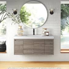 Modern bathroom vanities, toilets, tubs, sinks, faucets, tubs, mirrors and medicine cabinets. Floating Wall Mounted Bathroom Vanities Wayfair