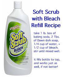 Soft Scrub With Bleach Refill Recipe Take 1 Lb Box Of Baking Soda 2 Tbs Of Dawn Dish Soap 1 4 Cup Of Cleaning Recipes Household Cleaning Tips Baking Soda