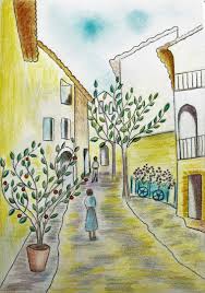 Puede tener por objetivo primordial la promoción de la cultura, el desarrollo comercial y de industrias, alguna causa o estilo de vida, generalmente en una forma divertida y. Calle De Pueblo Mediterraneo Dibujo Por Joannfineart Artmajeur