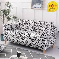 So soft you'll never want to leave your couch. Black White Curly Leaves Design Stretch Sofa Cover Home Decor Tiptophomedecor