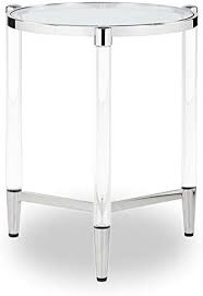 Amazonsmile Strange Dna Evelyn End Table Round Tea Cocktail Accent Tempered Glass Side Table Glass Round Acrylic In 2020 Glass Side Tables End Tables Side Table