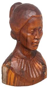 Bob Boomer (b. 1944), Native Woman, 1983, carved wood, 18.5 x 12.5 x 8.5"