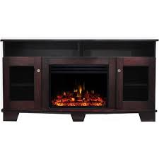 Duraflame infrared quartz electric fireplace stove heater. Cambridge Savona 59 In Electric Fireplace Heater Tv Stand In Mahogany With Enhanced Log Display And Remote Cam6022 1mahlg3 The Home Depot