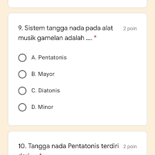 Pengertian tangga nada pentatonis, jenis, dan contoh lagunya dalam musik, tangga nada berperan penting agar musik yang diciptakan bisa terdengar indah dan harmonis. Sistem Tangga Nada Pada Alat Musik Gamelan Adalah A Pentatonis B Mayor C Diatonis D Minor Brainly Co Id