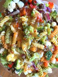 Tri Color Rotini Pasta With Italian Dressing Crunchy Fresh Vegetables And Soft Mozzarella Cheese Pasta Salad Recipes Pasta Salad Italian Tri Color Pasta Salad