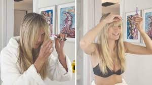 The model, 48, and her musician husband, 31, spent the day aboard a yacht on the island. Watching Heidi Klum Cut Her Own Bangs Is A Journey Glamour