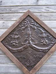 Stunning Barn Wood Framed Tin Ceiling Tile Vintage Tin Ceiling Tile Ceiling Tiles Crafts Tin Ceiling Tiles
