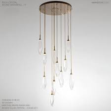 11 Tier Rock Crystal Pendant Waterfall Chandelier The Natural Beauty Of Quartz Paired With Six Mid Century Mod Hammerton Studio Geometric Pendant Rock Crystal