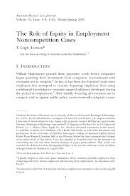 Pdf The Role Of Equity In Employment Non Competition Cases