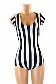 Black And White Striped Bodysuit Outfits Black White Stripe Referee Print Cap Sleeve Bodysuit Romper Jailbird Inmate 151213 White Striped Romper Vertical Striped Romper Stripe Outfits