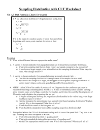 Sampling Distribution With Clt Worksheet