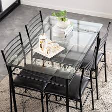 Maybe you would like to learn more about one of these? Kitchen Table Set Heavy Duty Dining Set With 4 Chairs Iron Dining Room Table Sets Tempered Glass Table Softly Padded Seat Breakfast Furniture For Dining Room Living Room Black W8551 Walmart Com