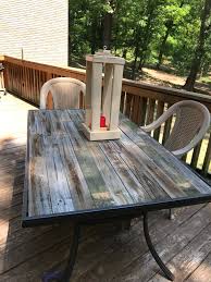 Old Patio Table Had The Glass Top Broken Out Replaced It With Old Picket Fence Diy Patio Table Patio Table Decor Patio Table Top