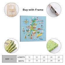 WALS Map Poster Europe Germany Sylt Decorative Canvas Family Bedroom  Artwork Picture Painting 60 x 60 cm : Amazon.de: Home & Kitchen