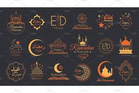 Islamic Emblems Set For Ramadan Kareem Celebration Vector Logo Collection On Dark Background In 2021 Ramadan Kareem Ramadan Islam