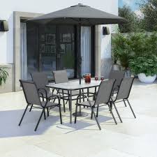 Enter your email address to receive alerts when we have new listings available for metal folding garden table and chairs. 6 Seater Outdoor Dining Set With Parasol Grey And Black Furniture123
