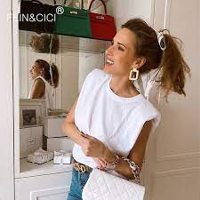 I went to a different therapist yesterday and he. Tees Women Casual T Shirt Padded Shoulder Muscle In White Sleeveless T Shirt 95 Cotton Tops 2020 Spring Summer New T Shirts Aliexpress