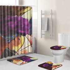 4pcs Lot African Curly Woman Bathroom Curtain And Carpet Set Homedecor Interiordesign Art African S Bath Pad Girls Shower Curtain Bathroom Shower Curtains