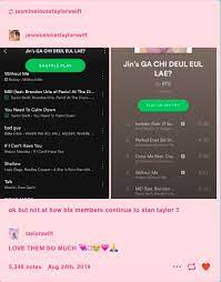 With just 3 songs, jin has over 325 million streams on spotify. Taylor Swift Shows Her Love Appreciation Towards Bts Jin S Personal Spotify Playlist Which Listed Not One But Two Songs From Her Latest Album Lover Allkpop