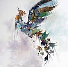 simurg kusu yagli boya tablo simurg tablolar soyut resim tuval soyut resim