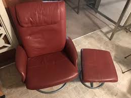 The round chrome bases feature a plastic ring to protect flooring. Ikea Red Leather Chair W Ottoman For Sale In Coronado Ca Offerup