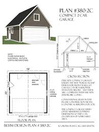 Compact 2 Car Garage Plan No 380 2c By Behm Design 19 X 20 Garage Plans With Loft Garage Plans 2 Car Garage Plans