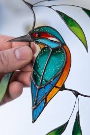 Stained Glass Beautiful Kingfisher On A Branch Tender Anniversary Gifts Suncat Wood Stained Glass Beautiful K In 2020 Buntglasfenster Fensterglas Glasmalerei