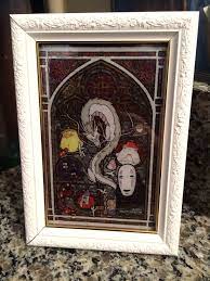 At the intersections of some of these lines are small circles, either unshaded, grey shaded, or completely darkened. Spirited Away Stained Glass Puzzle With Totoro Themed Frame Studio Ghibli Themed Nursery Nursery Themes Studio Ghibli Art