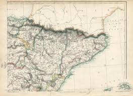It is 160 kilometers south of the pyrenees mountains that separate spain from france. Spain Ne Catalonia Aragon Navarre Barcelona Zaragoza Railway Weller 1863 Map