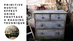 Primitive Rustic Effect Using Frottage And Ragging Technique Furniture Painting Tutorial Chalk Paint Chalk Paint Tutorial