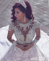 Princess Luxury Bling Crystal Fall Winter Long Sleeve Bridal Gowns Wedding Dress Ball Gowns Wedding Bling Wedding Dress Long Sleeve Wedding Gowns