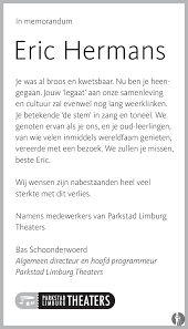 Eric Hermans ✝ 5 november 2017 • overlijdensbericht en condoleances