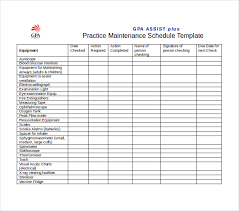 Preventive Maintenance Schedule Template Excel Task List