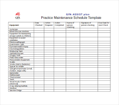 preventive maintenance schedule template excel task list