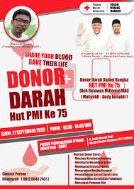 Pamflet pamflet donor darah pt. Relawan Milenial Mahyeldi Audy Gelar Donor Darah Forum Sumbar