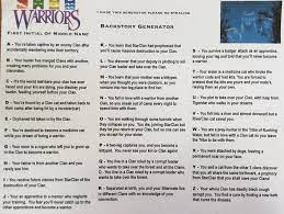 Warriors Backstory Generator Warrior Cat Names Warrior Cats Name Generator Backstory Generator