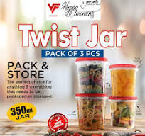 3 Pcs Twist Jar 320 ml Spice Jar Fridge Door Shelf Jars Masala Storage Jar  Set Candy, Snack Jar Air Tight Jars For Kitchen Sugar, Biscuits, Daal Clear  ...