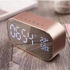 New Hot Portable Fv S2 Wireless Bluetooth Speaker Column Subwoofer Music Sound Box Led Wireless Speaker With Alarm Clock Mirror In 2021 Alarm Clock Wireless Speakers Bluetooth Clock