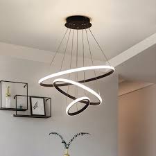 Modern Pendant Lamp Led 3 4 5 Rings Circle Ceiling Hanging Chandelier Black Loft Living Dining Room Kitchen Lighting Fixture Pendant Lights Aliexpress
