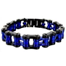 Cool Black And Blue Motorcycle 3 4 Wide Double Black Candy Blue Motorcycle Chain Bracelet Bike Chain Bracelet Motorcycle Chain Bracelet Bike Chain