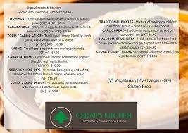 The best lebanese food from cedars kitchen lebanese mediterranean cuisine now delivered to your home & office via food delivery service deliveroo in wollongong. Salads Menu Picture Of Cedar S Kitchen Wollongong Tripadvisor