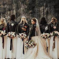 Dare To Be Bold If Leather Jackets Are Your Lewk Incorporate Them Into Your Bridal Party Or Your Wedding Day Style Remember Th Bride Tribe Bridal Party Wedding