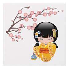 Browse paintings, tapestries, wood carvings, plaques, shadow boxes and more! Summer Kokeshi Doll Yellow Kimono Geisha Girl Panel Wall Art Zazzle Com Japanese Embroidery Kokeshi Dolls Kokeshi