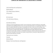 When you no longer need the services of a vendor follow the terms of your original contract or agreement in canceling services. Cancellation Letter To Decorate A Venue Writeletter2 Com