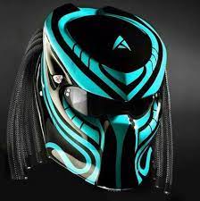 Top Predator Motorcycle Helmet Motive Light Blue Line Dot Ece Certified Unbranded Predator Topeng Mobil Gambar