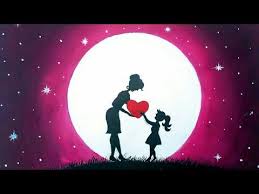 Easy Mother S Day Moonlight Drawing For Beginners Mother S Love Drawing School Competition Draw Youtube Mother Painting Mothers Day Drawings Mom Drawing