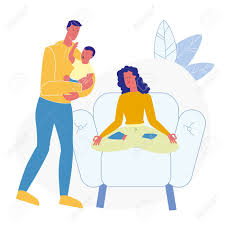 Do you know how to properly maintain your marriage? Husband Helping Wife Flat Vector Illustration Smiling Man Woman And Infant Cartoon Characters Happy Parenting Marriage Father Looking After Baby Mother Meditating Sitting In Lotus Pose Royalty Free Cliparts Vectors And Stock