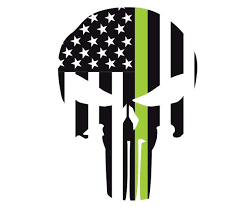 The red line represents the courage of firefighters and the blue line honors law enforcement officers. Thin Green Line Punisher Skull Helmet Decal Police Fire Ems Viny Graphics Stickers Decals Dkedecals