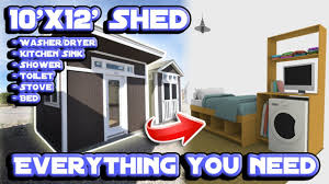 The layout includes a functional kitchen, a lofted bedroom that fits a. Converting A Shed Into A Tiny House 3d Interior Design Youtube